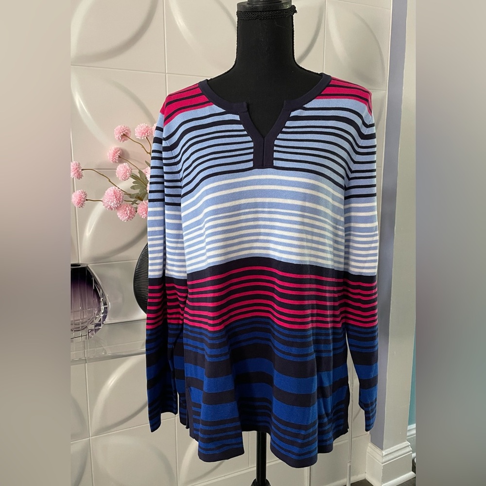 Talbots Women's Crew Neck Striped Sweater Size  XL Petite NWT